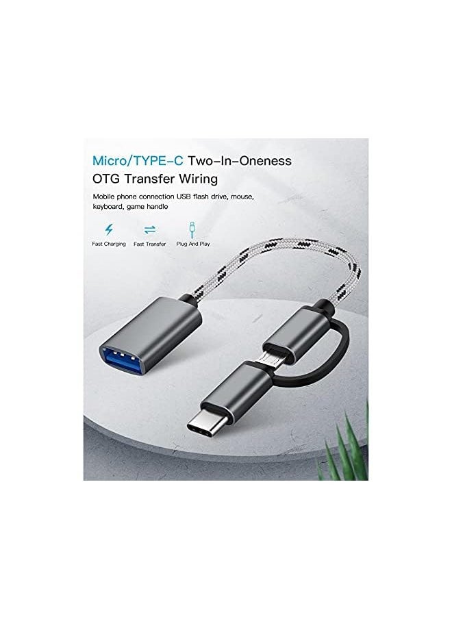 Zaboon - 2 In 1 Usb 3.0 Otg Adapter Cable Type C Micro Usb To Usb 3.0 Interface Charging Cable Line For Cellphone Converter For Cellphone Color Gray - Image 1