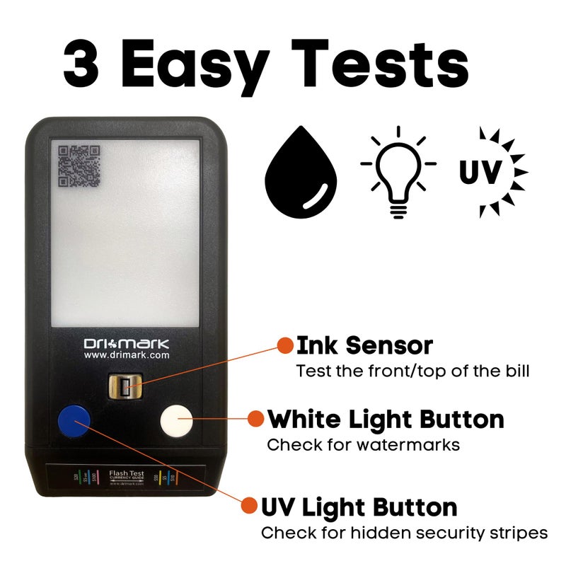 Dri Mark Flash Test Counterfeit Bill Detector, 3 Easy Tests in One Small Device, Watermark, Ink, Security Strip, Fast and Accurate Money Checker, Fake Currency Detection Machine, Maintenance Free - Image 5