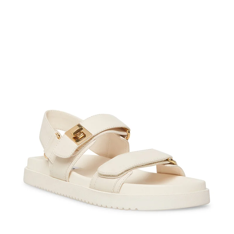 STEVE MADDEN Mona Bone Leather Flat Sandals
