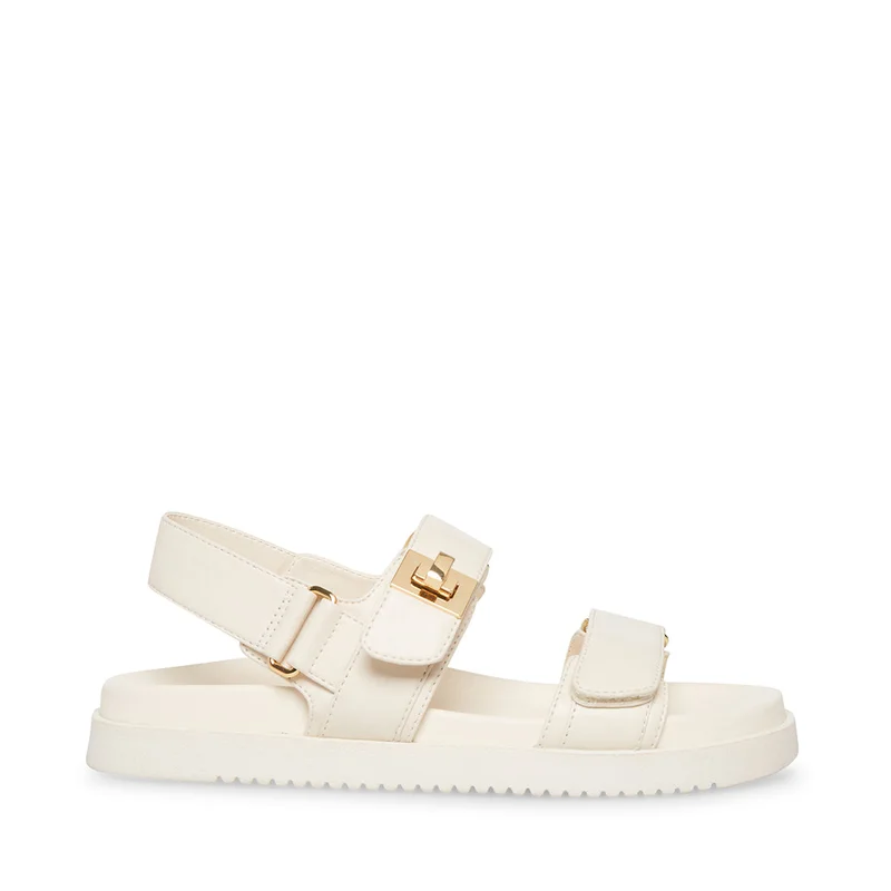 STEVE MADDEN Mona Bone Leather Flat Sandals