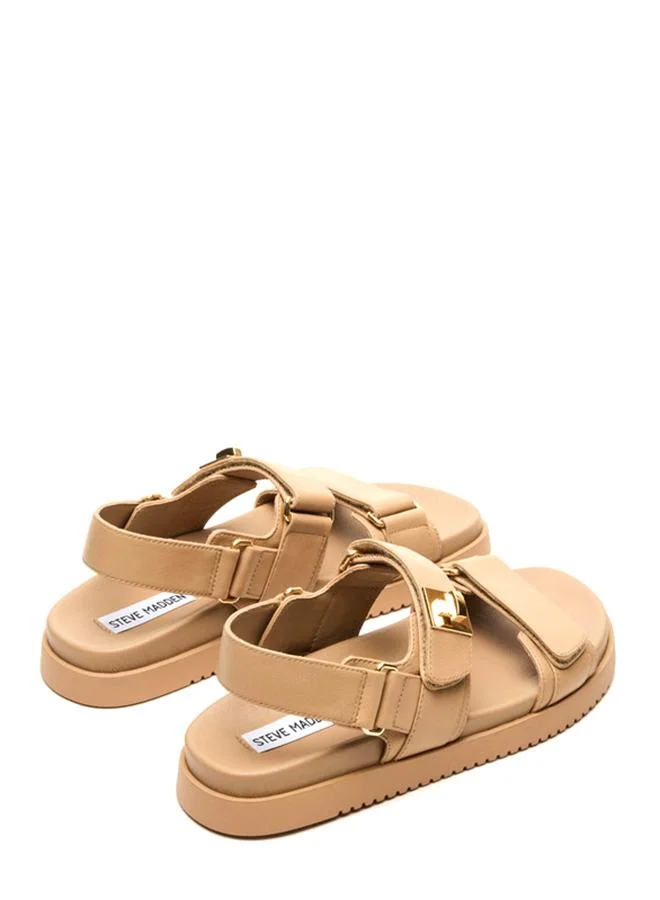 Steve Madden Mona Beige Women's Round-Toe Flat Sandals