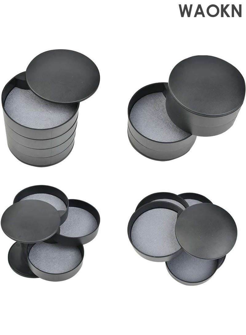 WAOKN 4-Layer Rotating Jewelry Organizer Box – Portable Travel Jewelry Storage Case with Lid for Earrings, Rings, Bracelets, Necklaces – Compact Jewelry Tray for Women, Girls – Anti-Tarnish & Scratch-Proof Design – Elegant Black Gift Box - Image 5