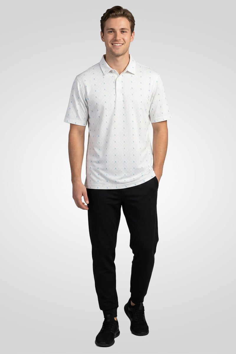 Greg Norman Men Sportswear Fit Short Sleeve Outdoor Polo Shirt, White - Image 2