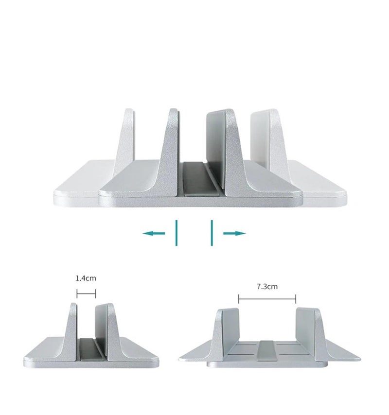 Silver Adjustable Portable Laptop Stand Vertical Base Aluminum - Image 4