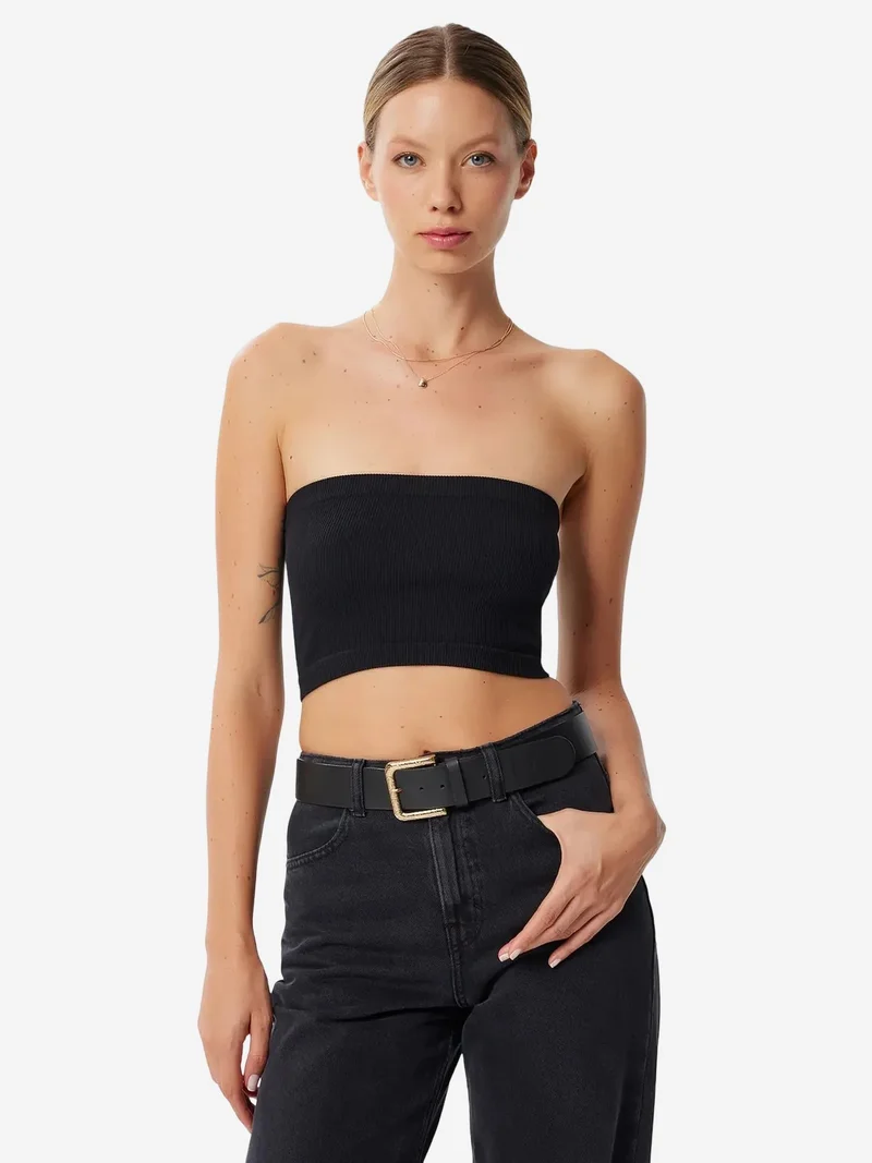السعادة في إسطنبول ISTANBUL Ribbed bandeau crop blouse