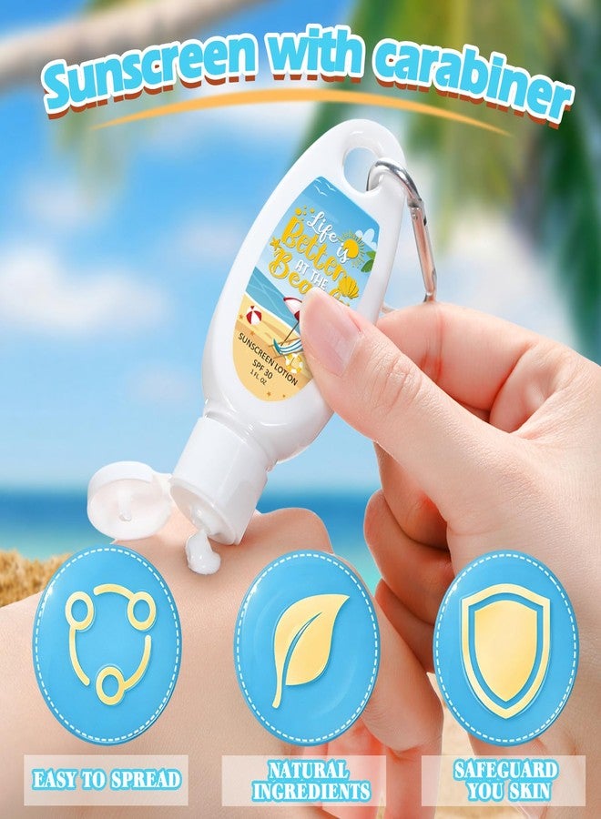 Leelosp 30 Pcs Mini Sunscreen with Carabiner Bulk Travel Size 1 Fl. oz. Spf 30 Water Resistant Mini Sunblock Lotion with Clip Summer Beach Gift for Wedding Bridal Shower Party Favor(Beach) - Image 3