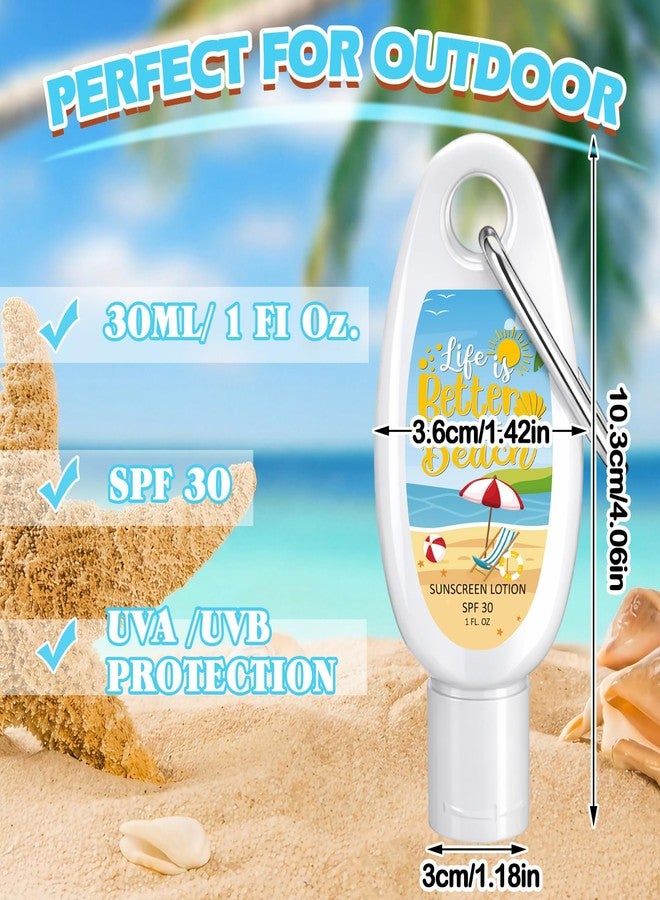 Leelosp 30 Pcs Mini Sunscreen with Carabiner Bulk Travel Size 1 Fl. oz. Spf 30 Water Resistant Mini Sunblock Lotion with Clip Summer Beach Gift for Wedding Bridal Shower Party Favor(Beach) - Image 2