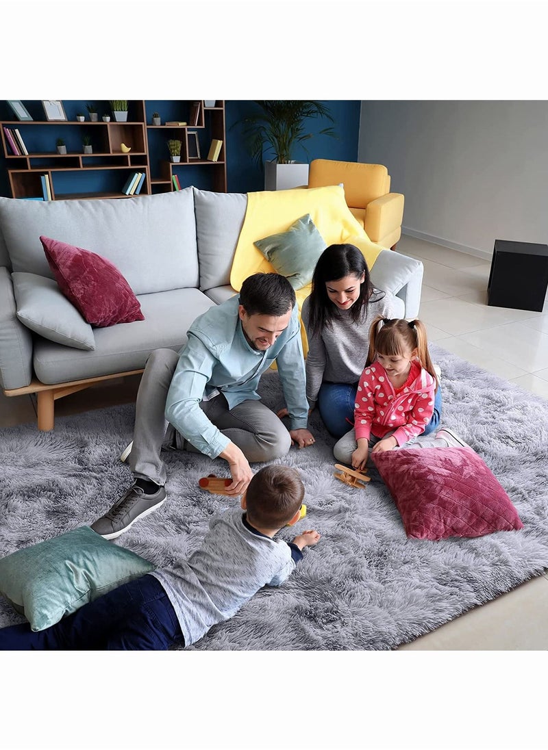 Reelyo Super Soft Rugs Fluffy Carpets Area Rugs for Living Room Bedroom Machine Washable  Tie-Dye Rugs for Living Room Bedroom Girls Kids Room Nursery Home Decor Non-Slip Machine Washable Carpet Lghit Grey  - Image 5
