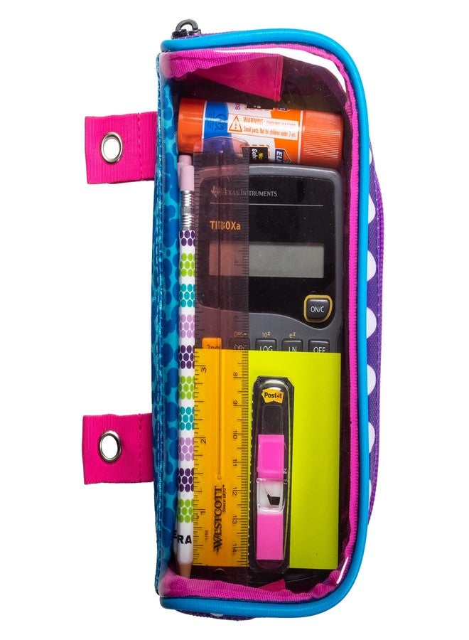 Case it PLP-150-CLR-ME Monster Eye Clear Window Zipper Pencil Case with Grommets, 2 x 4 x 8.3 Inches, Magenta - Image 2