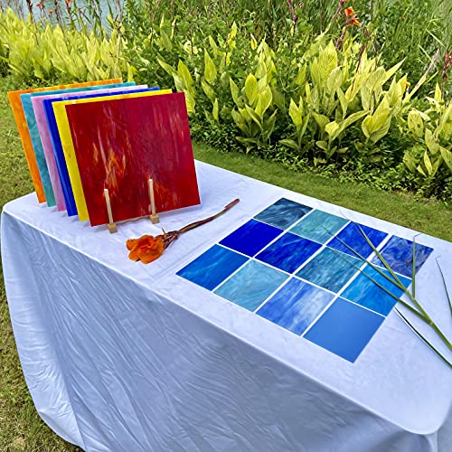 Unicoshape 12 Sheets Stained Glass Pack, 6" X 4" Cathedral Art Mosaic Glass Tiles, Mixed Blue - Image 3