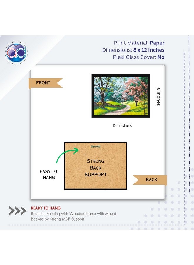 Mad Masters Tree Scenery Painting Aesthetic Hanging Photo Frame Decorative Item Home Decoration and Wall Decor for Living Room and Bedroom (MM 1597, 8x12 Inch, Paper, Without Plexi Glass) - Image 2