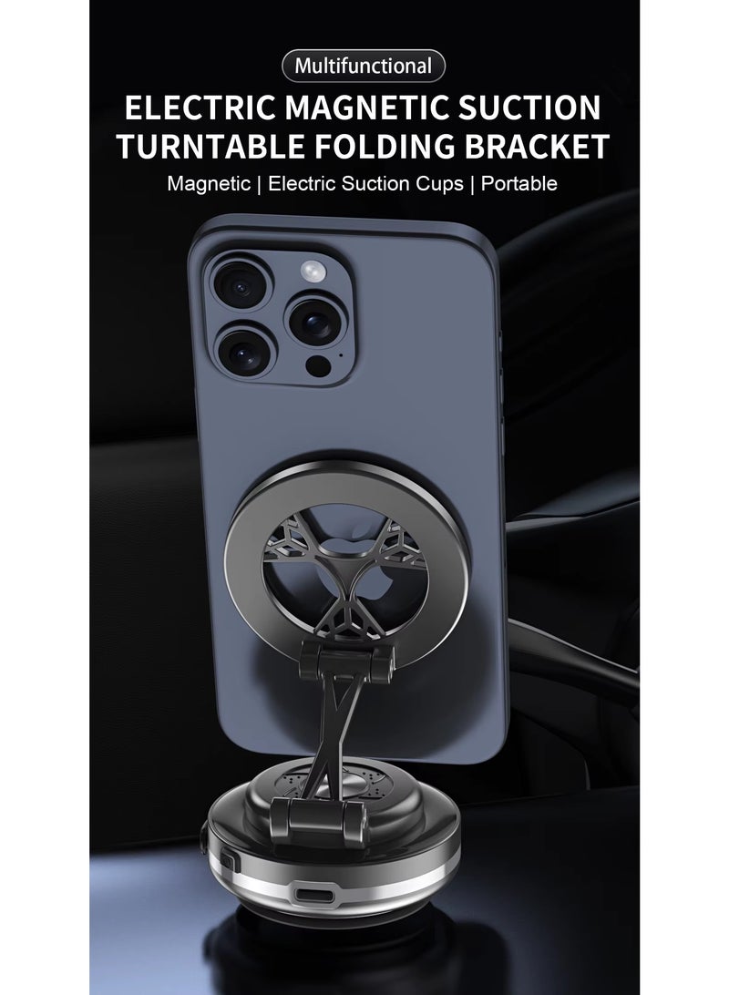 infino Electric Vacuum Magnetic Car Phone Mount,360° Rotatable Vacuum Magnetic Suction Car Phone Mount,N54 Strong Hold for Dashboard with Anti-Shake,Portable HandsFree Magnetic Car Phone Holder, Double-Sided Phone Holder Compatible with Car Dashboard Installation,Safe for All Surfaces Including Dashboard, Leather, Mirror and Textured Finishes,Universal for All Smartphones in Car,Gym, and Mirror（C-Black） - Image 3