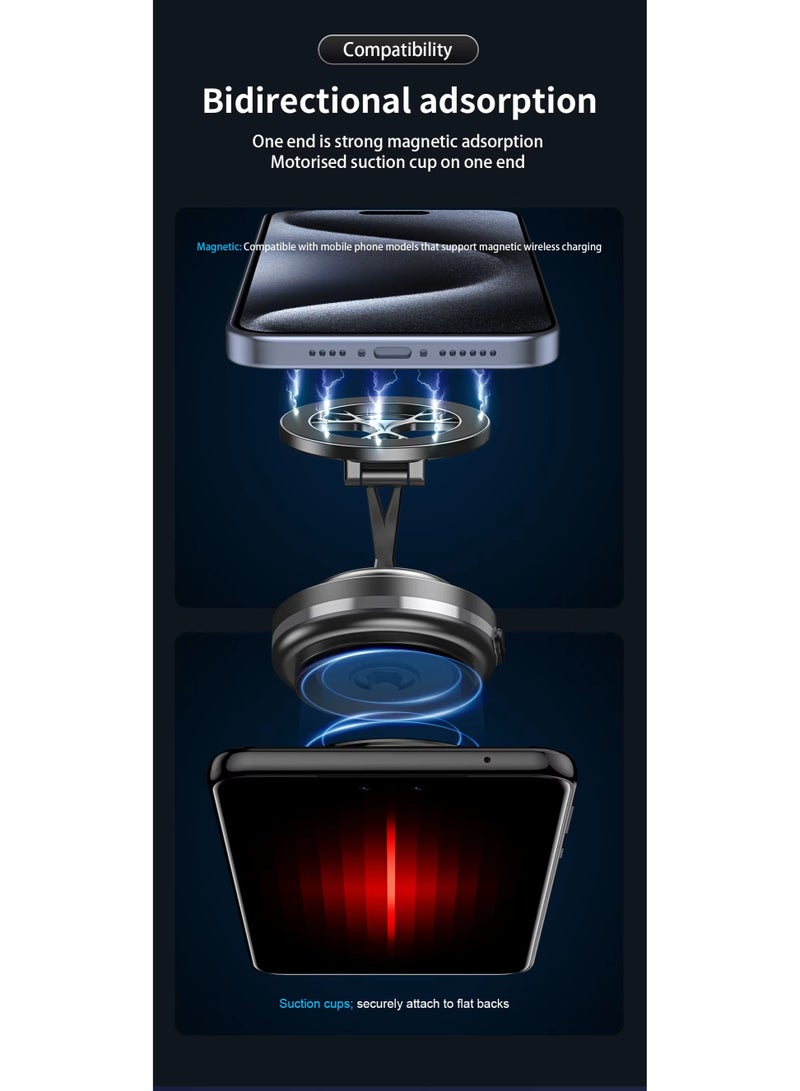 infino Electric Vacuum Magnetic Car Phone Mount,360° Rotatable Vacuum Magnetic Suction Car Phone Mount,N54 Strong Hold for Dashboard with Anti-Shake,Portable HandsFree Magnetic Car Phone Holder, Double-Sided Phone Holder Compatible with Car Dashboard Installation,Safe for All Surfaces Including Dashboard, Leather, Mirror and Textured Finishes,Universal for All Smartphones in Car,Gym, and Mirror（C-Black） - Image 5