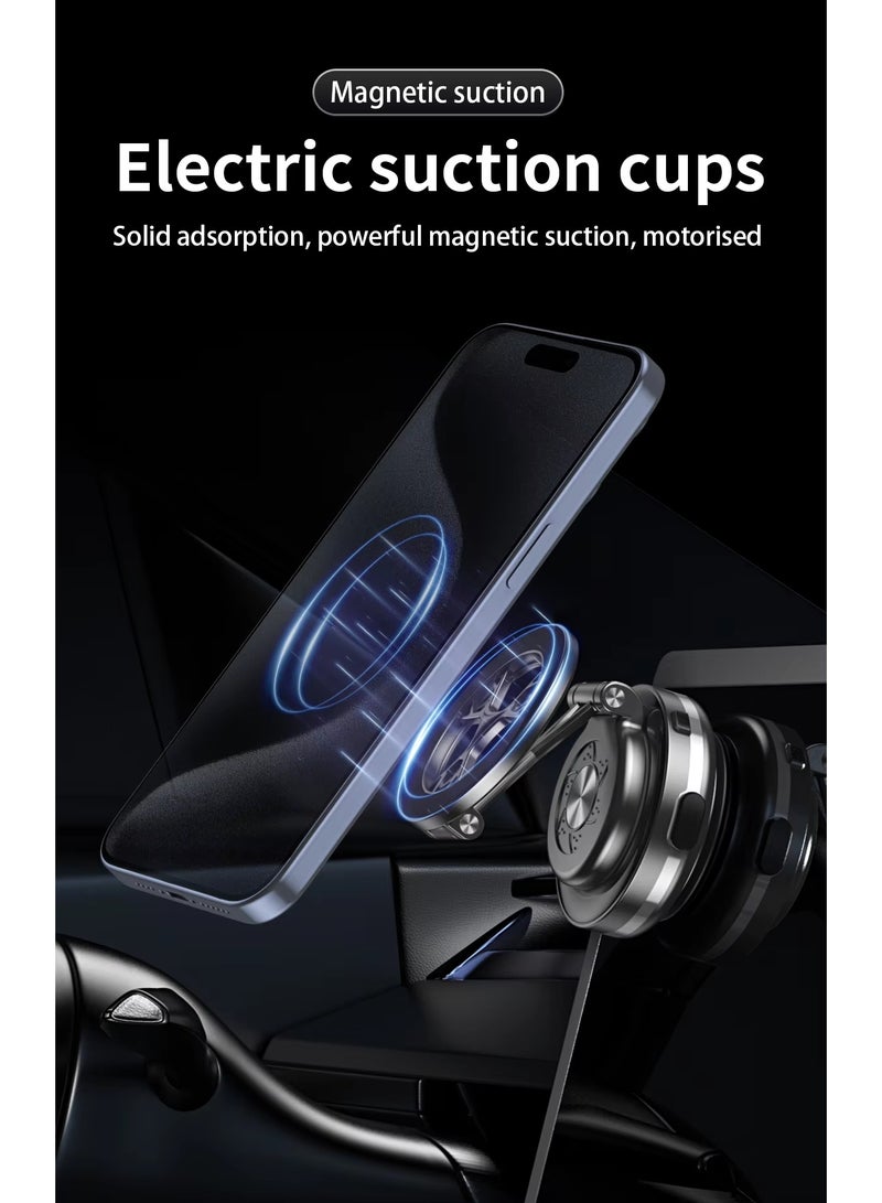 infino Electric Vacuum Magnetic Car Phone Mount,360° Rotatable Vacuum Magnetic Suction Car Phone Mount,N54 Strong Hold for Dashboard with Anti-Shake,Portable HandsFree Magnetic Car Phone Holder, Double-Sided Phone Holder Compatible with Car Dashboard Installation,Safe for All Surfaces Including Dashboard, Leather, Mirror and Textured Finishes,Universal for All Smartphones in Car,Gym, and Mirror（C-Black） - Image 4