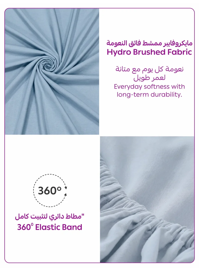 Donetella Celestial Blue 1 Pcs Queen Fitted Sheet 160x200 cm | OEKO-TEX Certified Brushed Microfiber Deep Pocket Sheet with All Around Elastic | Ultra Soft, Wrinkle Resistant, Easy Care, Safe for Sensitive Skin  | Best Price UAE