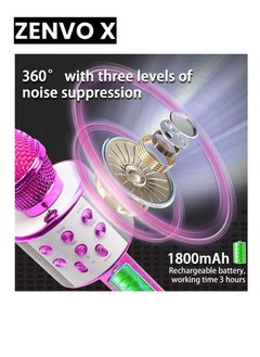 zenvo X Karaoke Wireless Microphone – Kids Singing Mic with External Sound & Built-in Battery (Pink)  - Image 4