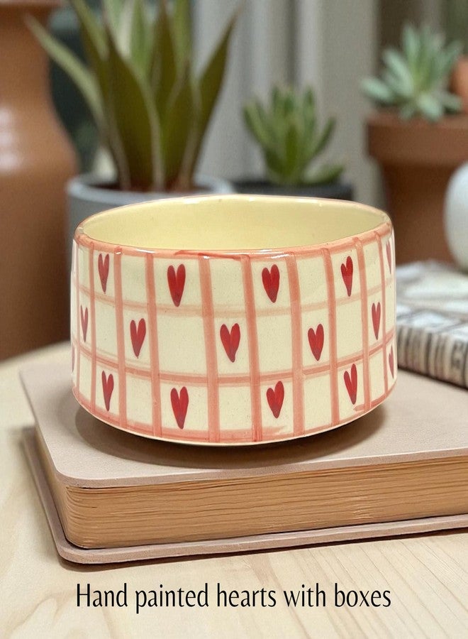 BACKKSPACE RETAIL Handmade & Hand-Painted Ceramic Cereal Bowl, 500ml Capacit y| Microwave Safe & Dishwasher-Friendly | Ideal for Fruit, Dessert, Snacks, Rice, and Soup (Red Checks) - Image 2