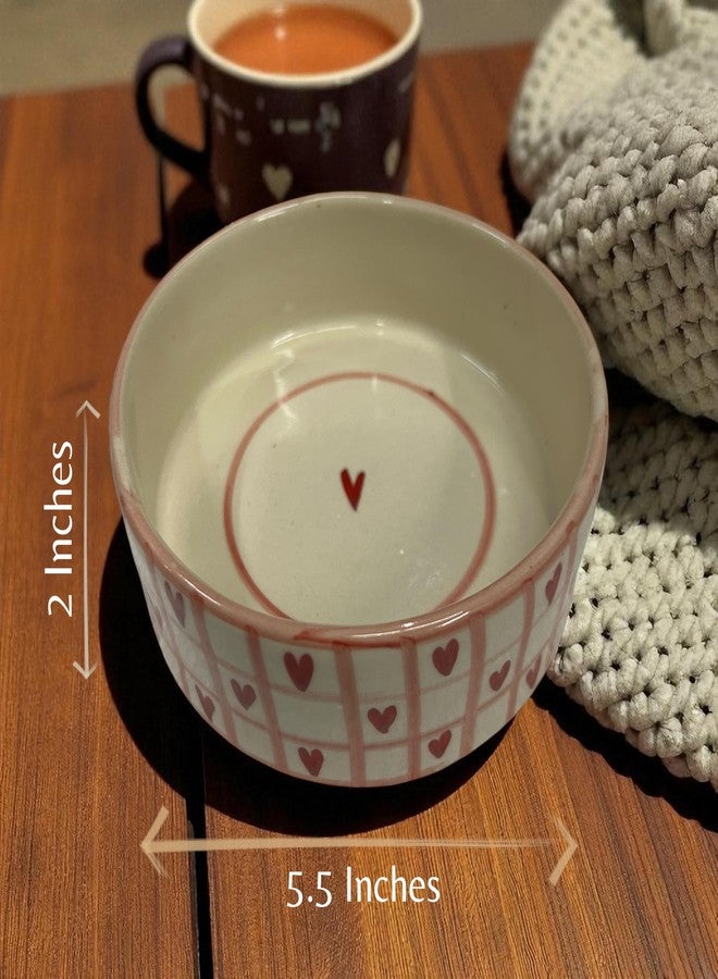 BACKKSPACE RETAIL Handmade & Hand-Painted Ceramic Cereal Bowl, 500ml Capacit y| Microwave Safe & Dishwasher-Friendly | Ideal for Fruit, Dessert, Snacks, Rice, and Soup (Red Checks) - Image 3