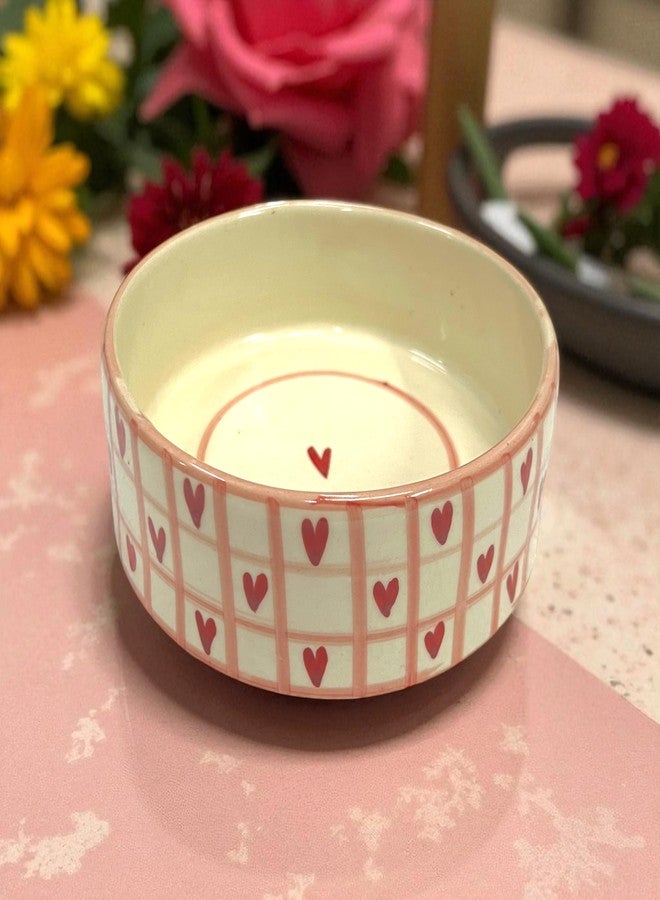 BACKKSPACE RETAIL Handmade & Hand-Painted Ceramic Cereal Bowl, 500ml Capacit y| Microwave Safe & Dishwasher-Friendly | Ideal for Fruit, Dessert, Snacks, Rice, and Soup (Red Checks) - Image 1
