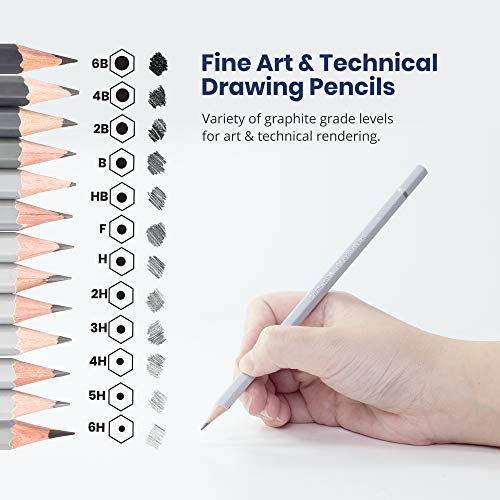 Pacific Arc Premium Graphite Drawing Pencils for Artists, Tech Pack - Professional Pencils for Drawing, Drafting, Sketching and Shading 12 Pk. - Great Non Toxic Art Supplies Set for Adults and Kids - Image 5