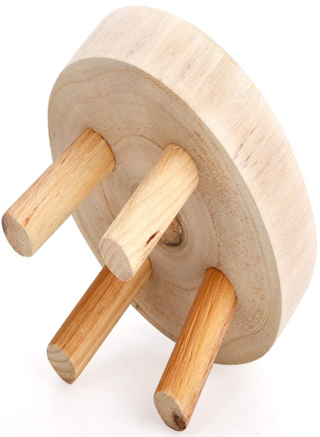 TOPZEA Set of 2 Mini Wooden Stool Display Stand, Short Boho Wood Riser Stools Small Desk Pedestal Stand for Candle, Indoor Plants, Gnome, Counter Decor - Image 3