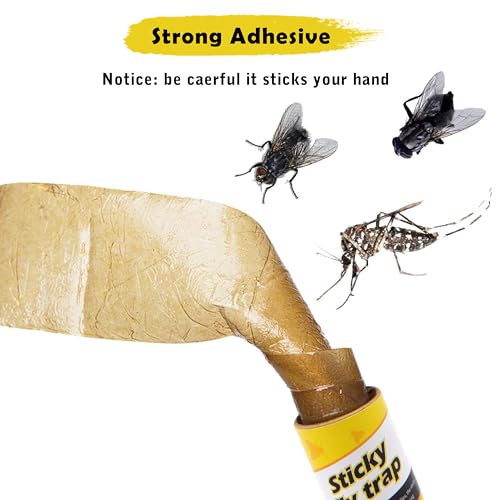 Dwcom Trap 40 Pack Fruit Fly Traps for Indoors, Fly Traps Outdoor, gnat Traps for House Indoor, Fly Strips Tape Killer Catcher Paper Ribbon, Flying Insect Trap for Bug, Gnat, Insect, Mosquito - Image 2