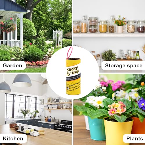 Dwcom Trap 40 Pack Fruit Fly Traps for Indoors, Fly Traps Outdoor, gnat Traps for House Indoor, Fly Strips Tape Killer Catcher Paper Ribbon, Flying Insect Trap for Bug, Gnat, Insect, Mosquito - Image 5