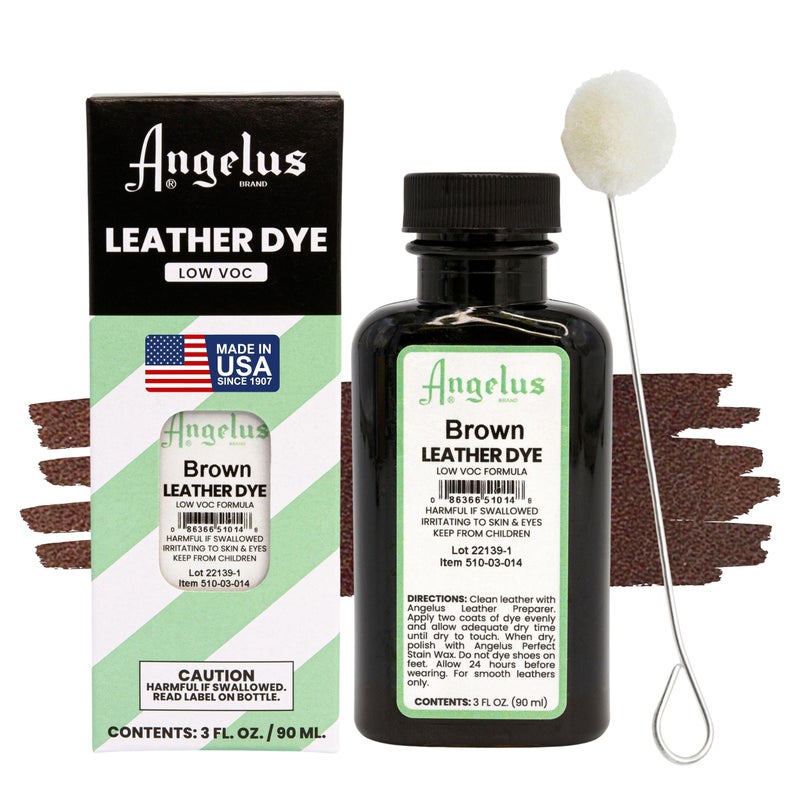 Angelus Leather Dye - Flexible Leather Dye for Shoes, Boots, Bags, Crafts, Furniture, & More 3oz, Dauber Included (Brown) - Image 1