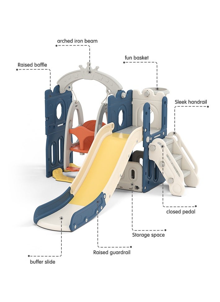 Pretocter - 5-in-1 Kids Slide and Swing Set with Basketball, Hoop and Toy Storage Box(As Shown) - Image 1