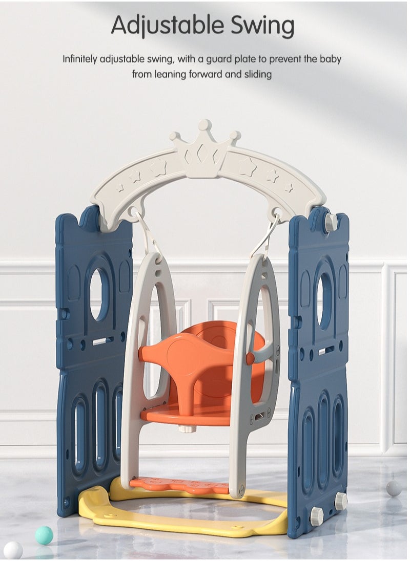 Pretocter - 5-in-1 Kids Slide and Swing Set with Basketball, Hoop and Toy Storage Box(As Shown) - Image 1
