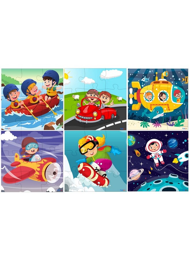 Fiddlys Wood Jigsaw Puzzles For Kids & Children -9 Pieces Age 3+ (Travel & Adventure (Pack Of 6)) - Image 1