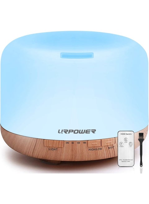 URPOWER 500ml Aromatherapy Essential Oil Diffuser Humidifier Room Decor Lighting with 4 Timer Settings, 7 LED Color Changing Lamp and Waterless Auto Shut-Off