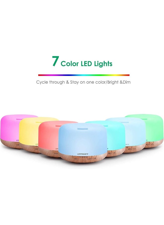 URPOWER - URPOWER 500ml Aromatherapy Essential Oil Diffuser Humidifier Room Decor Lighting with 4 Timer Settings, 7 LED Color Changing Lamp and Waterless Auto Shut-Off - Image 1