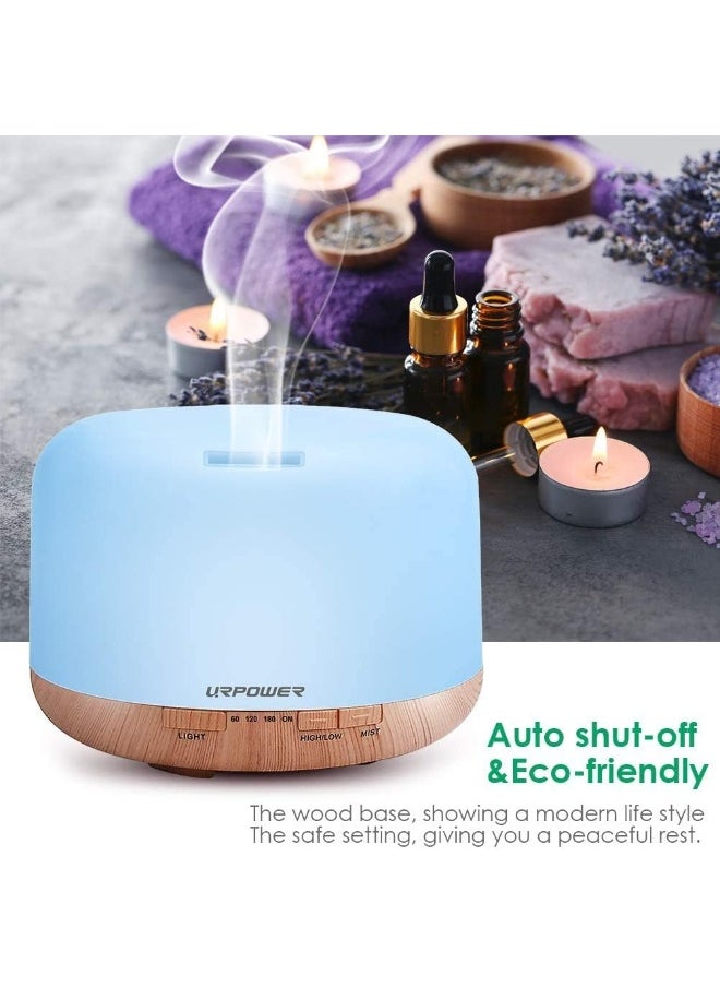 URPOWER - URPOWER 500ml Aromatherapy Essential Oil Diffuser Humidifier Room Decor Lighting with 4 Timer Settings, 7 LED Color Changing Lamp and Waterless Auto Shut-Off - Image 1
