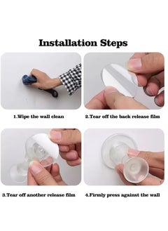 KASTWAVE Door Stoppers for Wall 4 Pack Silicone Door Holder Keep Door Open No Drilling Door Catch with Adhesive Tapes Door Stops Wall Protectors Door Handle Bumper Holder for Wall  - Image 4