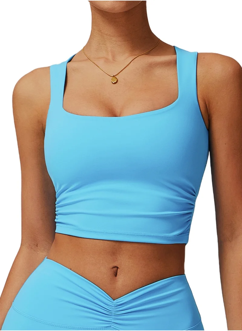 KAWN.YOGA Womens Crop Top Shoulder Strap Sleeves