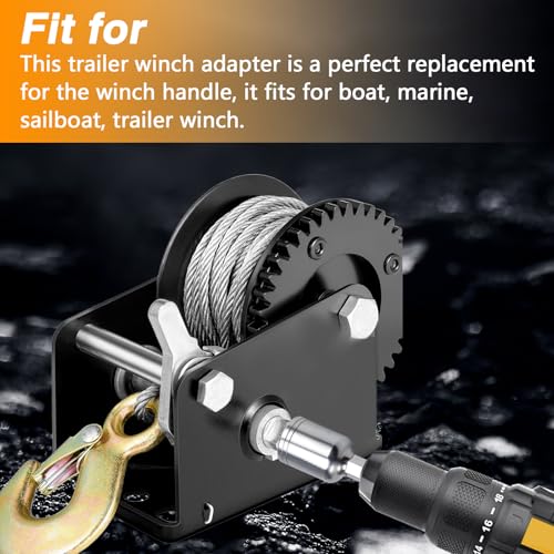 KPALAG 0.53L × 0.41W inches Upgraded Trailer Winch Adapter, 630 Stainless Steel Universal Boat Marine Trailer Winch Handle Replacement, Trailer Winch Accessory for Boat Marine Sailboat Trailer Winch - Image 3