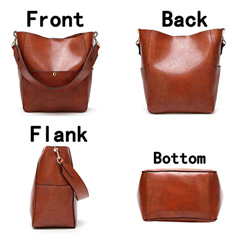 Molodo Womens Handbag, Pu Leather Bucket Tote Purse And Handbags Medium Satchel Hobo Purse Designer Work Shoulder Bags - Image 5