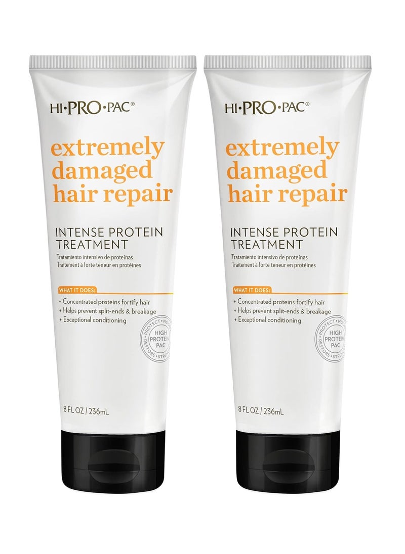 Hi-Pro-Pac - Hi-Pro-Pac Hair Mask - Extremely Damaged Hair Repair - (2-Pack) 8 fl oz - Intense Protein Treatment Masque - Deeply Conditions, Fortifies, and Helps Prevent Split Ends and Breakage - Image 1