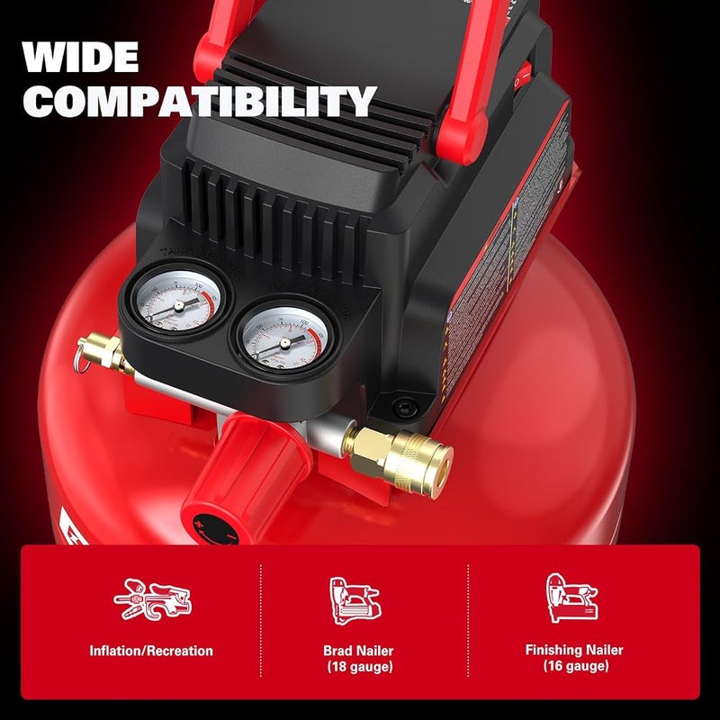 ECOMAX Air Compressor 3 Gallon 110 PSI Pancake Portable Oil-free Tank with 11 PCS Accessories Kit - Image 4