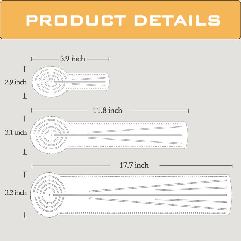 DAFENCHI 3-in-1 Mandala Ruler Tool with Holes, Mandala Dot Art Circle Maker, Compass Protractor Straight Dotting Ruler for Dot Art Geometric Mandala Pattern Design, 3 Sizes - Image 3