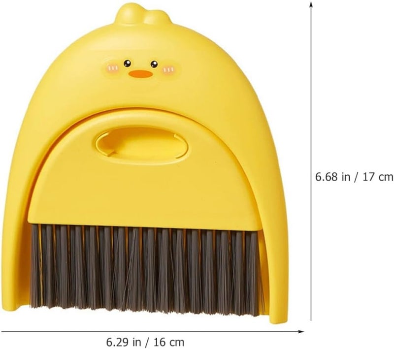 Mini Broom and Dustpan Set, Portable Adorable Small Cleaning Brush for Desktop, ’ Yellow Cartoon Dustpan Kit for Home and Kindergarten Use - Image 2
