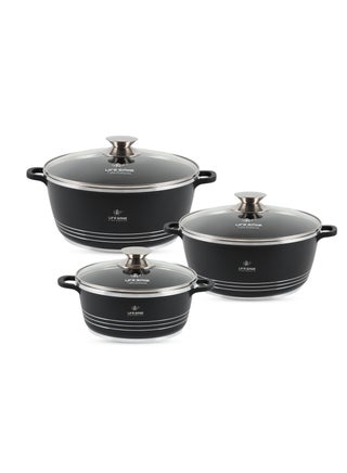 LIFE SMILE Nonstick Ceramic Cookware Set 6-Piece (16/20/24cm Sizes Stockpots), Healthy Pots and Pans Set, Non-toxic Kitchen Cooking Set with Stay-Cool Handles, PFAS and PFOA Free - pzsku/Z11BF09E450ACB3BC62B6Z/45/_/1734528087/1af00806-aa68-487a-8e8a-0eaacb21db97