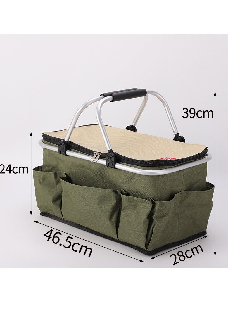 Folding picnic basket Oxford cloth thermal insulation basket Multifunctional picnic bag Outdoor portable ice bag Thickened aluminum foil ice basket  - Image 5