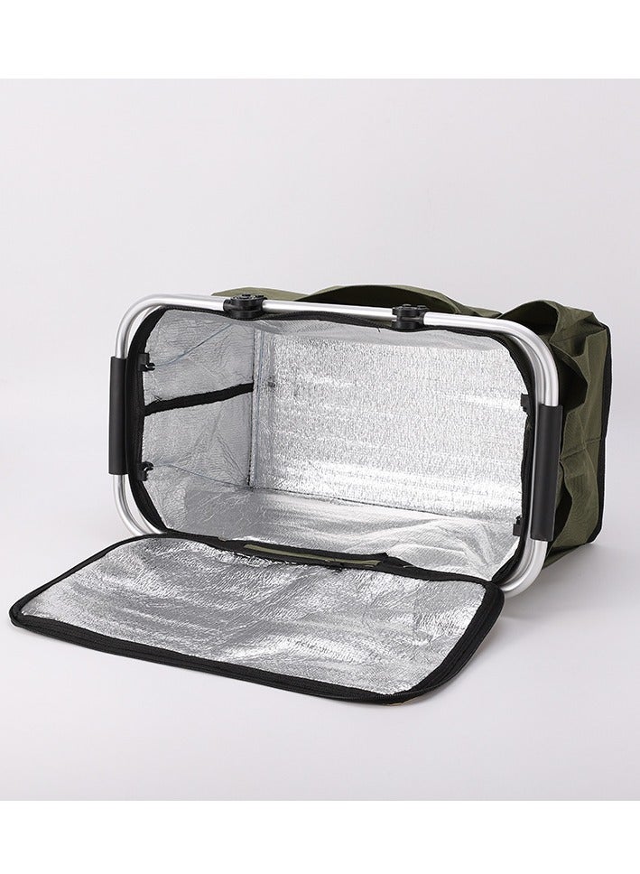 Folding picnic basket Oxford cloth thermal insulation basket Multifunctional picnic bag Outdoor portable ice bag Thickened aluminum foil ice basket  - Image 2