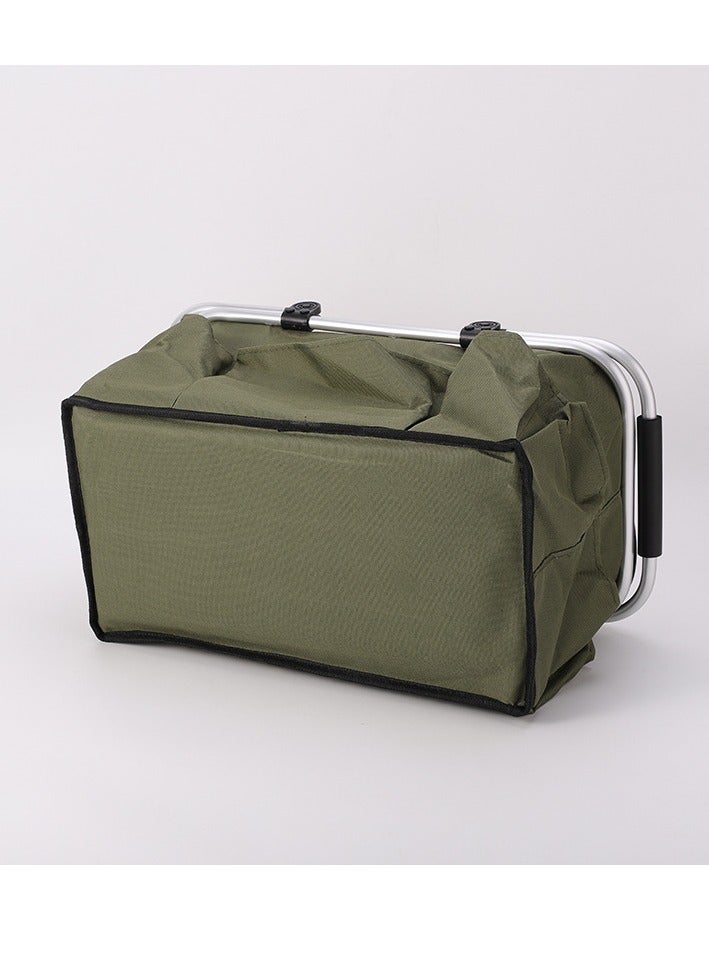 Folding picnic basket Oxford cloth thermal insulation basket Multifunctional picnic bag Outdoor portable ice bag Thickened aluminum foil ice basket  - Image 3