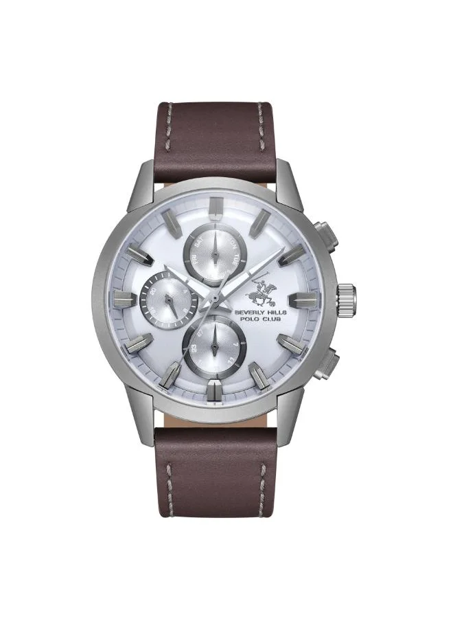 بيفرلي هيلز بولو كلوب BEVERLY HILLS POLO CLUB BP3666X.042 Men's Multi Function Display Watch & Leather Strap Dark Brown