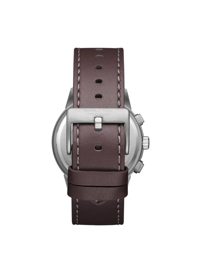 بيفرلي هيلز بولو كلوب BEVERLY HILLS POLO CLUB BP3666X.042 Men's Multi Function Display Watch & Leather Strap Dark Brown