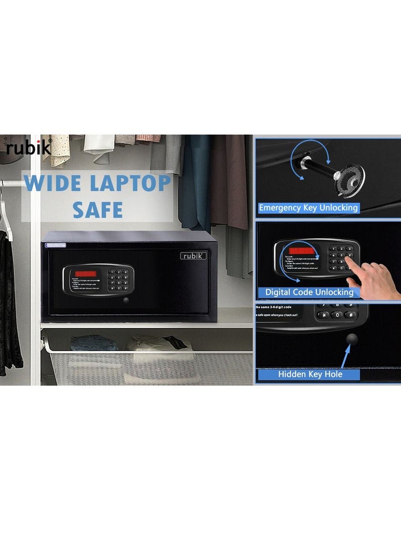 Rubik - Hotel Safe Box Large Steel Strongbox with Hotel Style Digital Lock and Key Entry for Home Office Business (Size 42x20x37cm) Protect Money Laptop Jewelry A4 Documents - Image 1