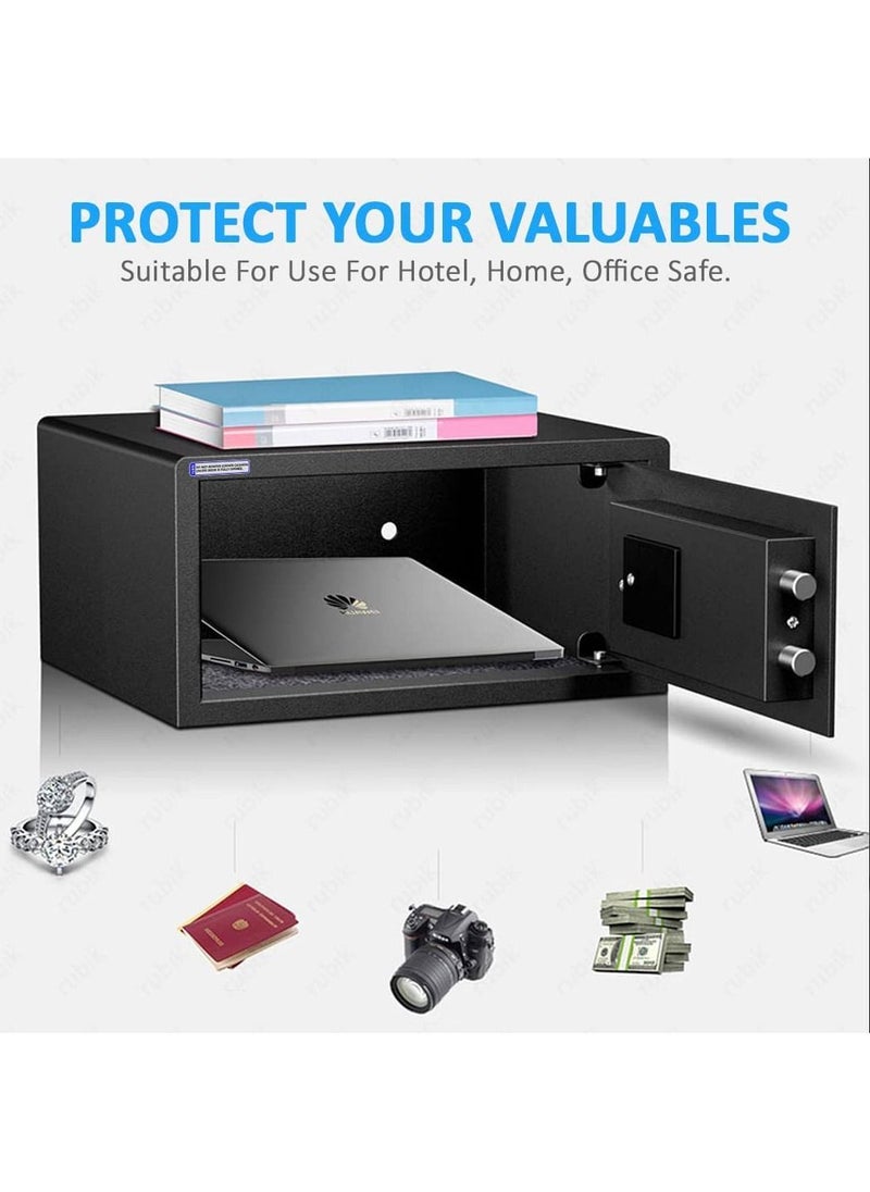 Rubik - Hotel Safe Box Large Steel Strongbox with Hotel Style Digital Lock and Key Entry for Home Office Business (Size 42x20x37cm) Protect Money Laptop Jewelry A4 Documents - Image 1